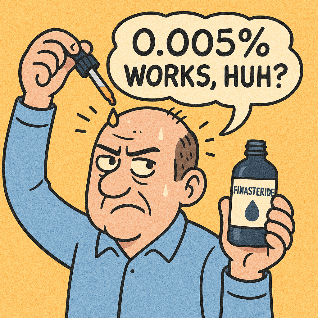Cartoon of Man Questioning 0.005% Finasteride